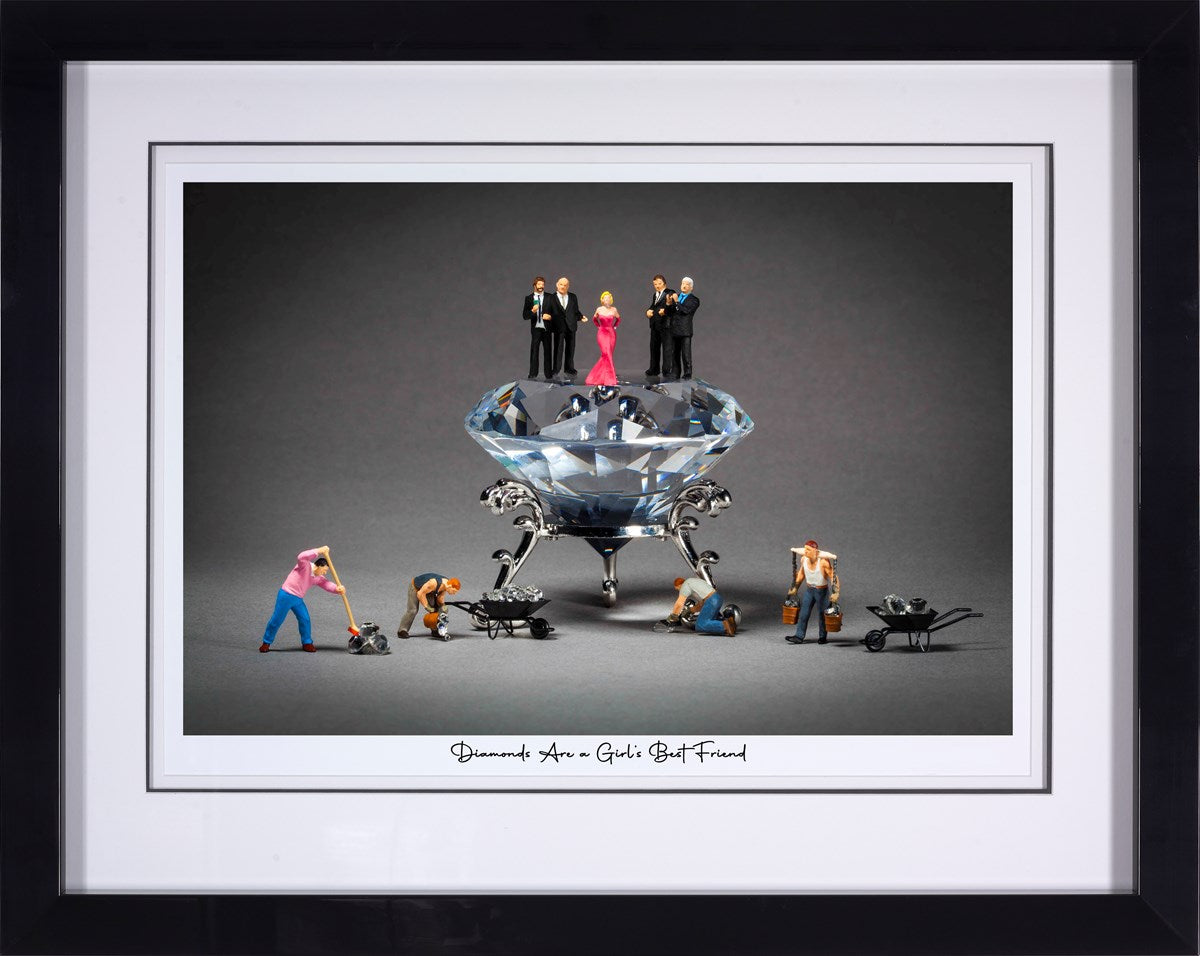 Diamonds Are A Girl's Best Friend Framed Print on Paper by Artist Mr Kuu