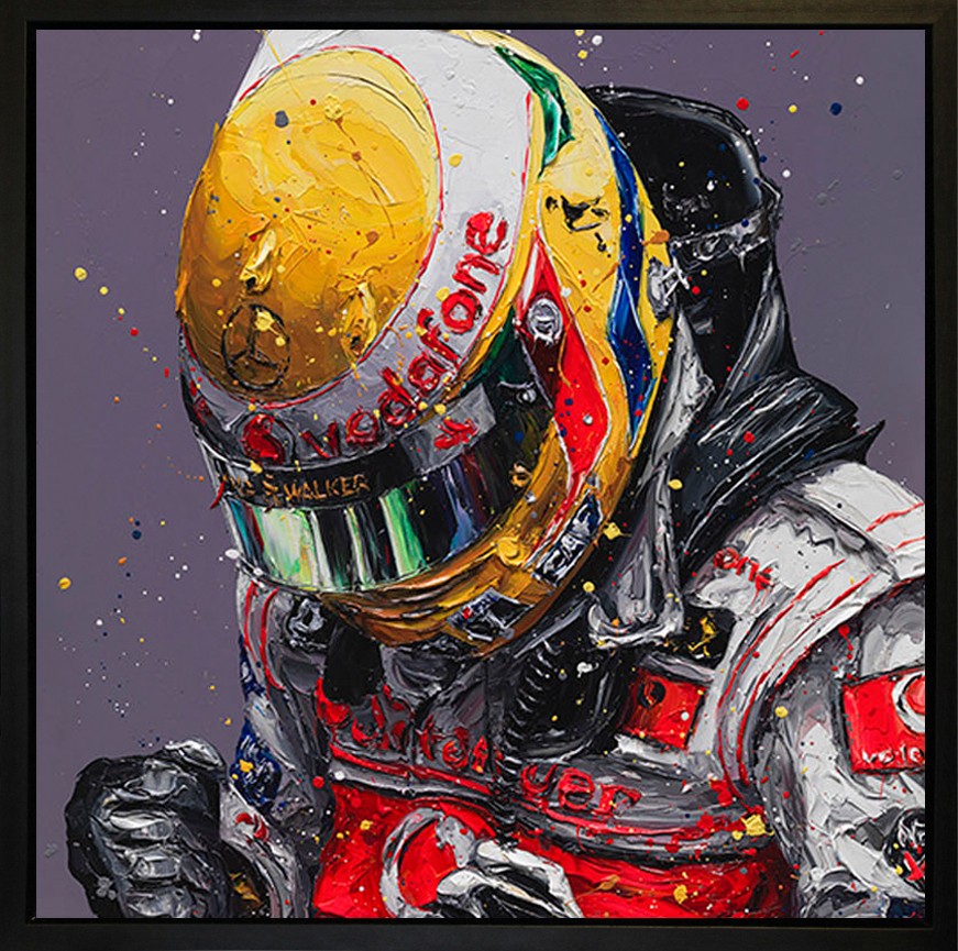 Lewis First Win 2007 Framed Limited Edition Embellished Boxed Canvas by Artist Paul Oz