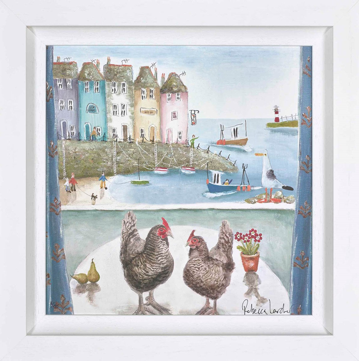 Pecking Orders Framed Limited Edition Print on Board by Artist Rebecca Lardner