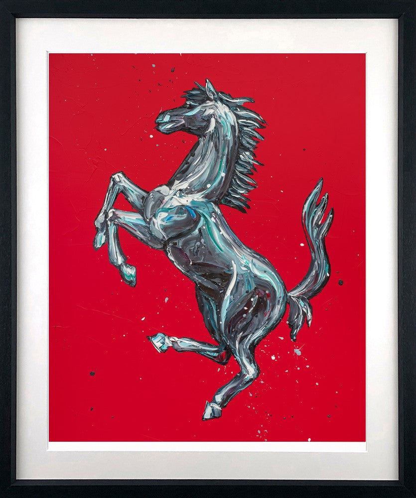 Prancing Horse Framed Print on Paper by Artist Paul Oz