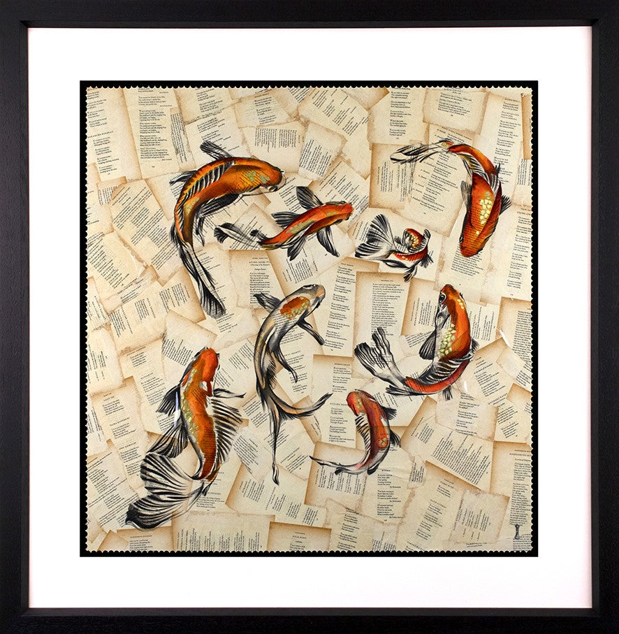 The Pond Koi Carp Framed Print by Artist Chess