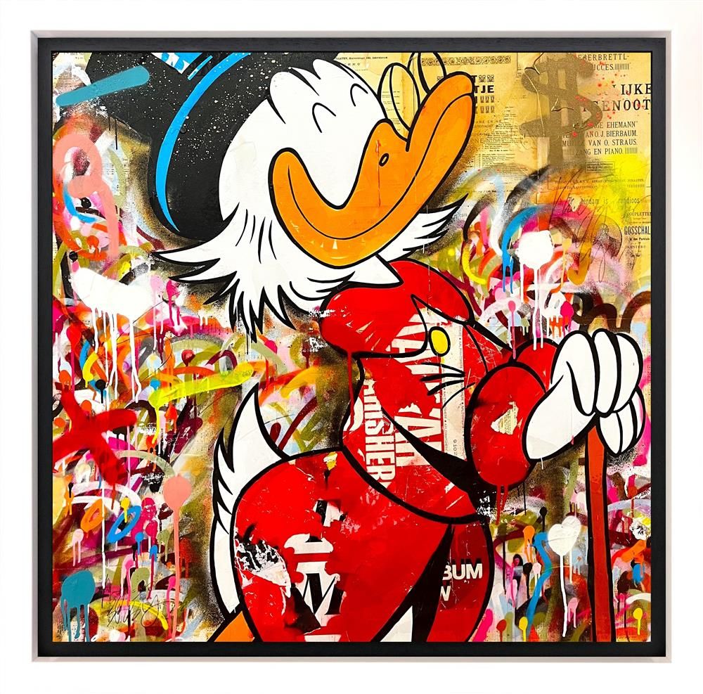 The Richest Duck in The World Framed Canvas on Board by Artist Michiel Folkers