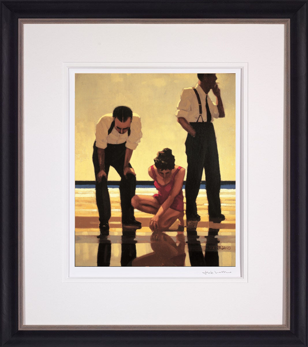 Narcissistic Bathers Framed Signed Limited Edition Print on Paper by Artist Jack Vettriano