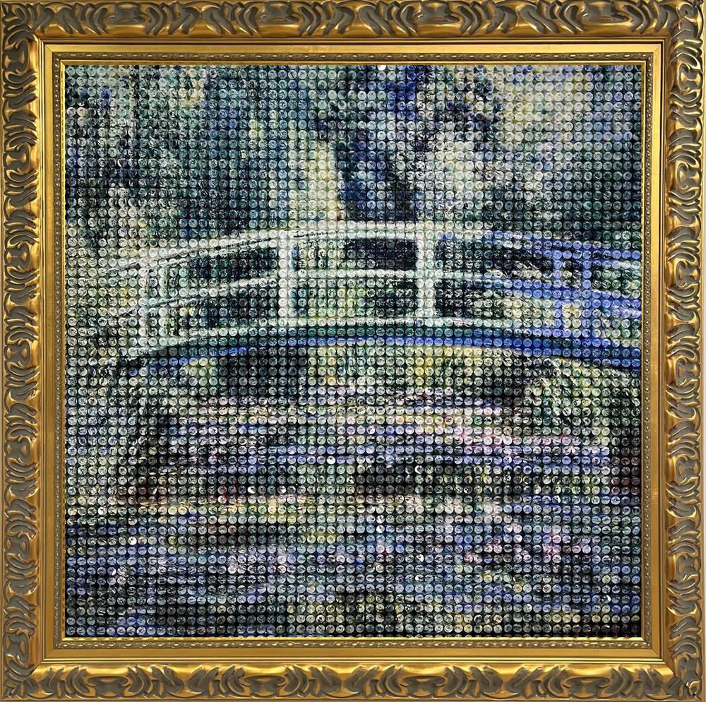 Water Lilies And Japanese Bridge - Shimmerdisc Masters by The Art Maverick