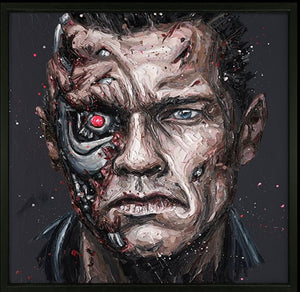 Arnie Framed Signed Limited Edition Print on Canvas by Artist Paul Oz