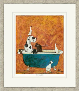 Big Dog Bath Signed Framed Limited Edition Print on Paper by Artist Sam Toft