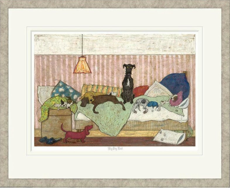 Big Dog Bed Signed Framed Limited Edition Print on Paper by Artist Sam Toft