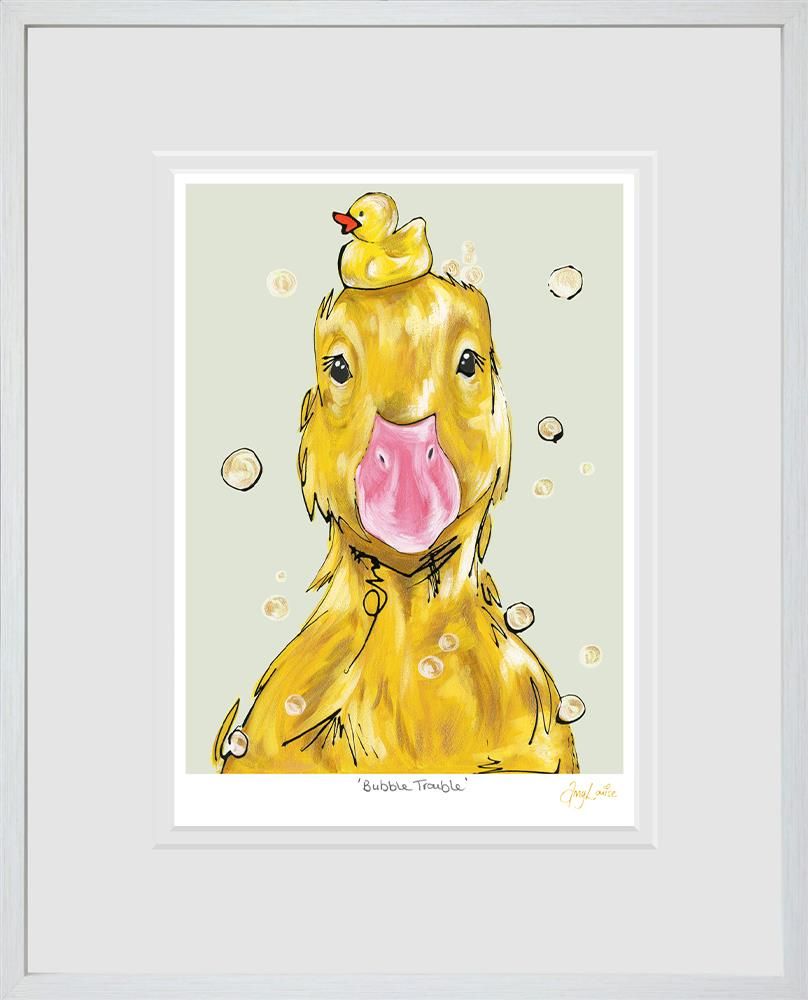 Bubble Trouble Signed Framed Limited Edition Print on Paper by Artist Amy Louise