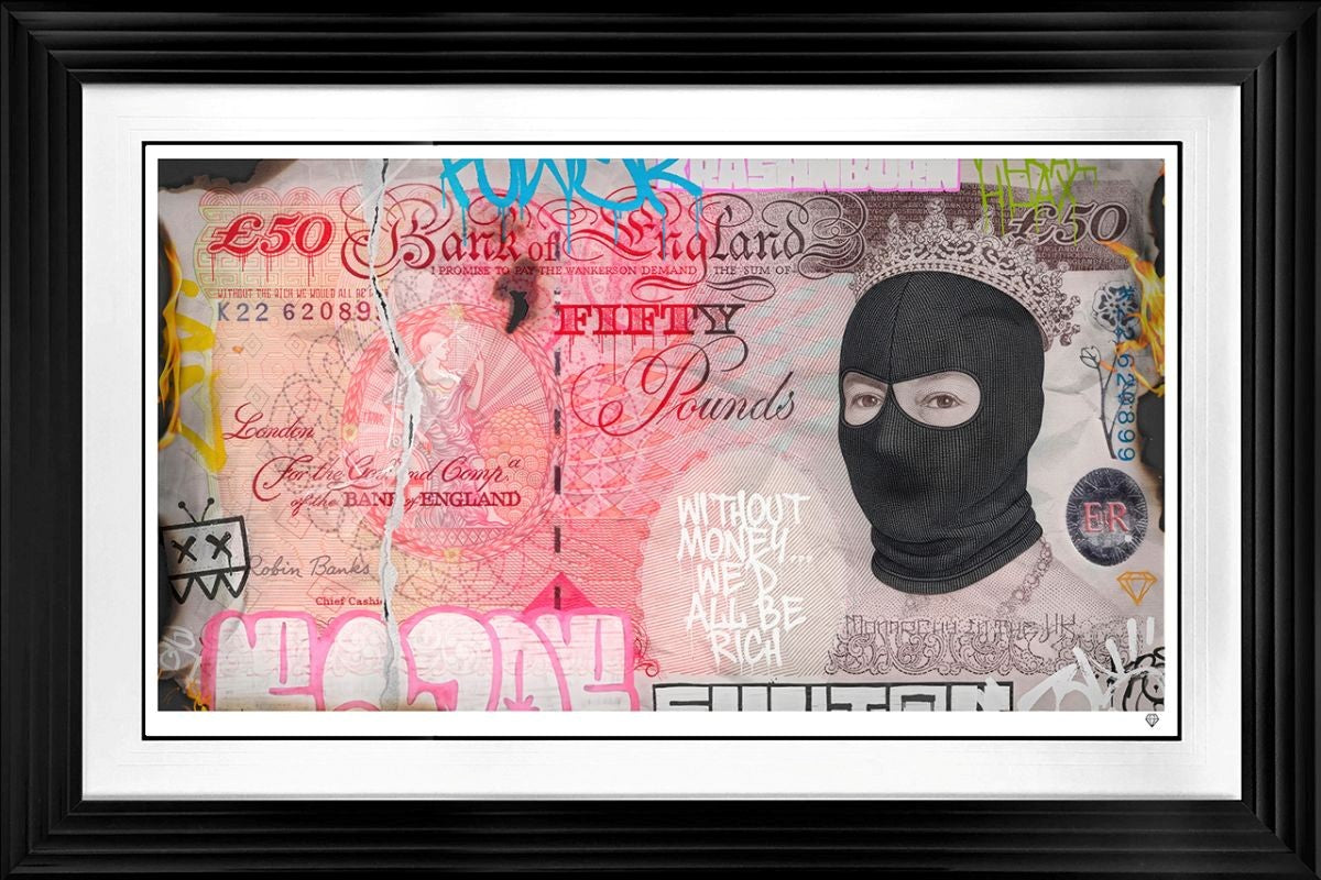 Burning A Hole In Your Pocket Signed Framed Limited Edition Print on Paper by Artist JJ Adams