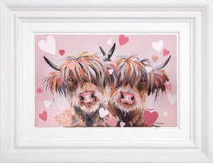 Falling For Moo Framed Signed Limited Edition Print on Paper by Artist Ashley Saunders