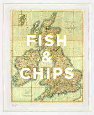 Fish and Chips Framed Signed Limited Edition Print on Paper by Artist The Real Hackney Dave