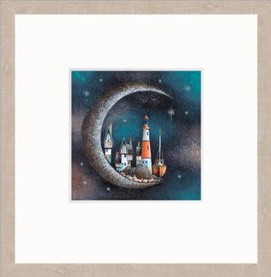 Harbour Moon Signed Framed Limited Edition Print on Paper by Artist Gary Walton