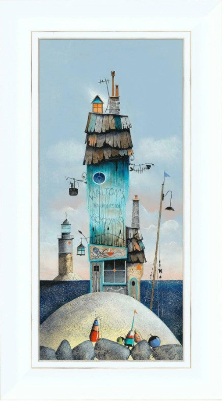 Harbourside Boatyard Signed Framed Limited Edition Print on Board by Artist Gary Walton