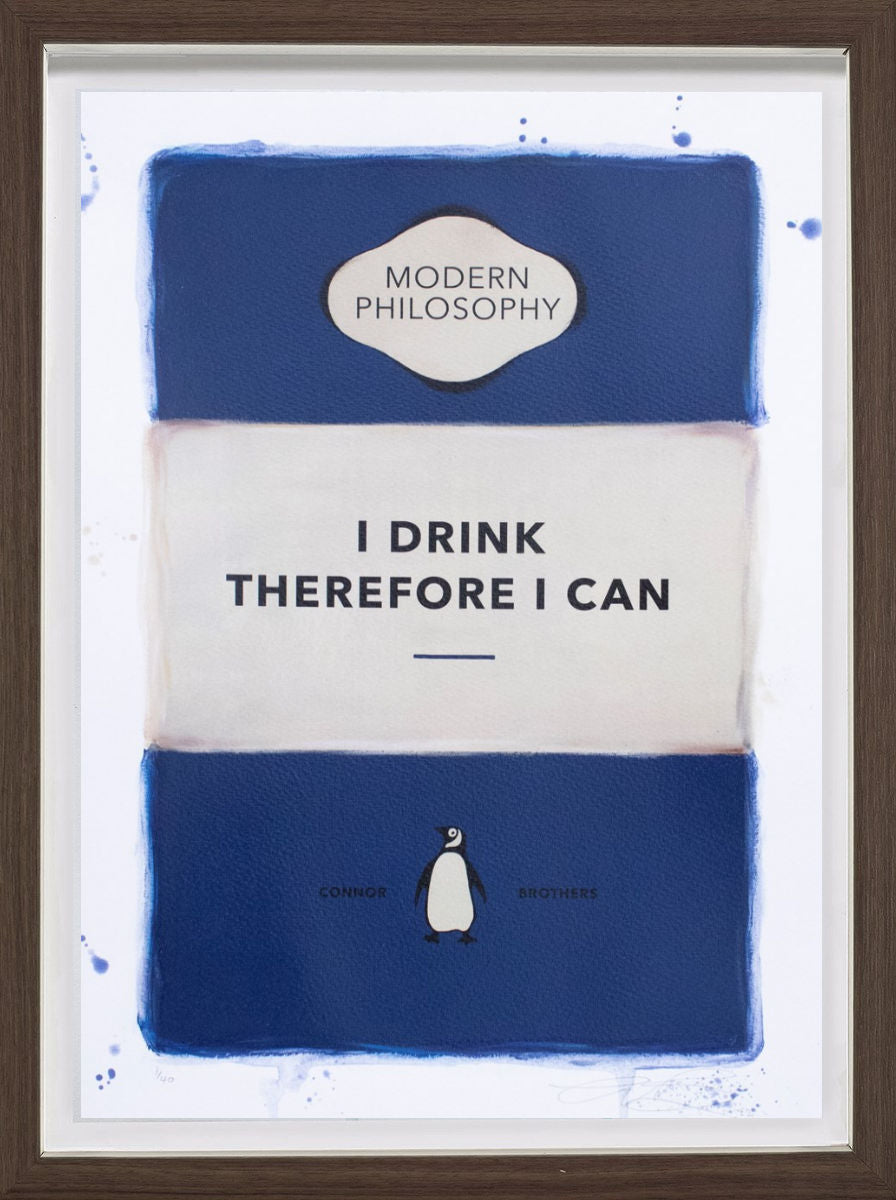 I Drink Therefore I Can - Blue Framed Limited Edition Print on Paper by Artists The Connor Brothers