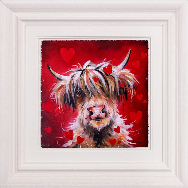 I Love Moo Framed Signed Limited Edition Print on Paper by Artist Ashley Saunders