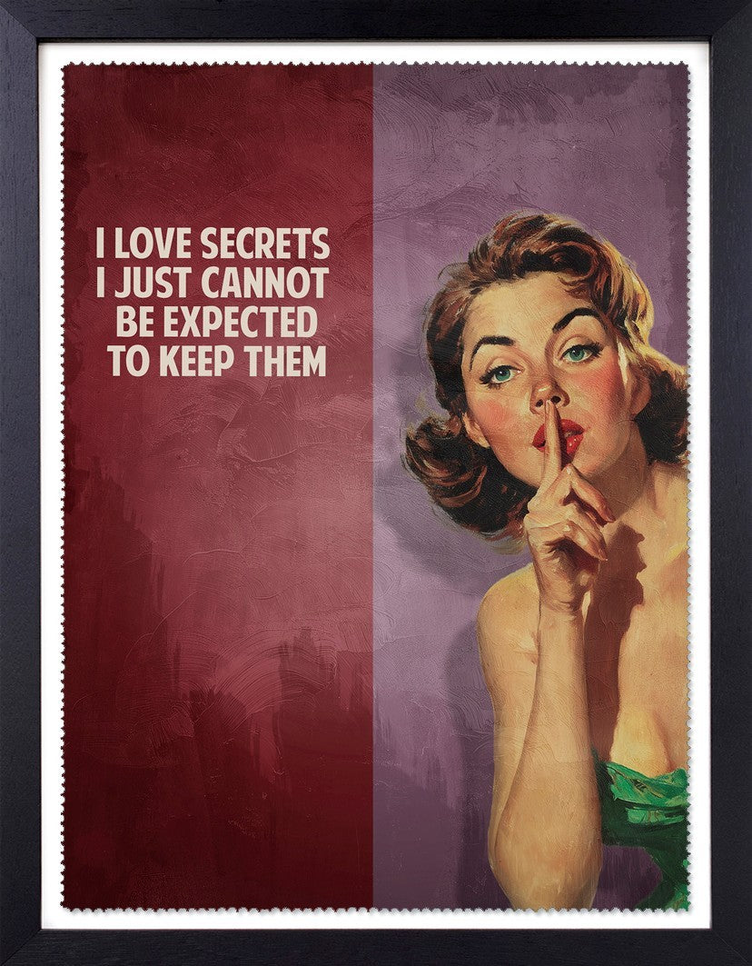 I Love Secrets Framed Signed Limited Edition Print on Paper by Artist Sam Wolfe