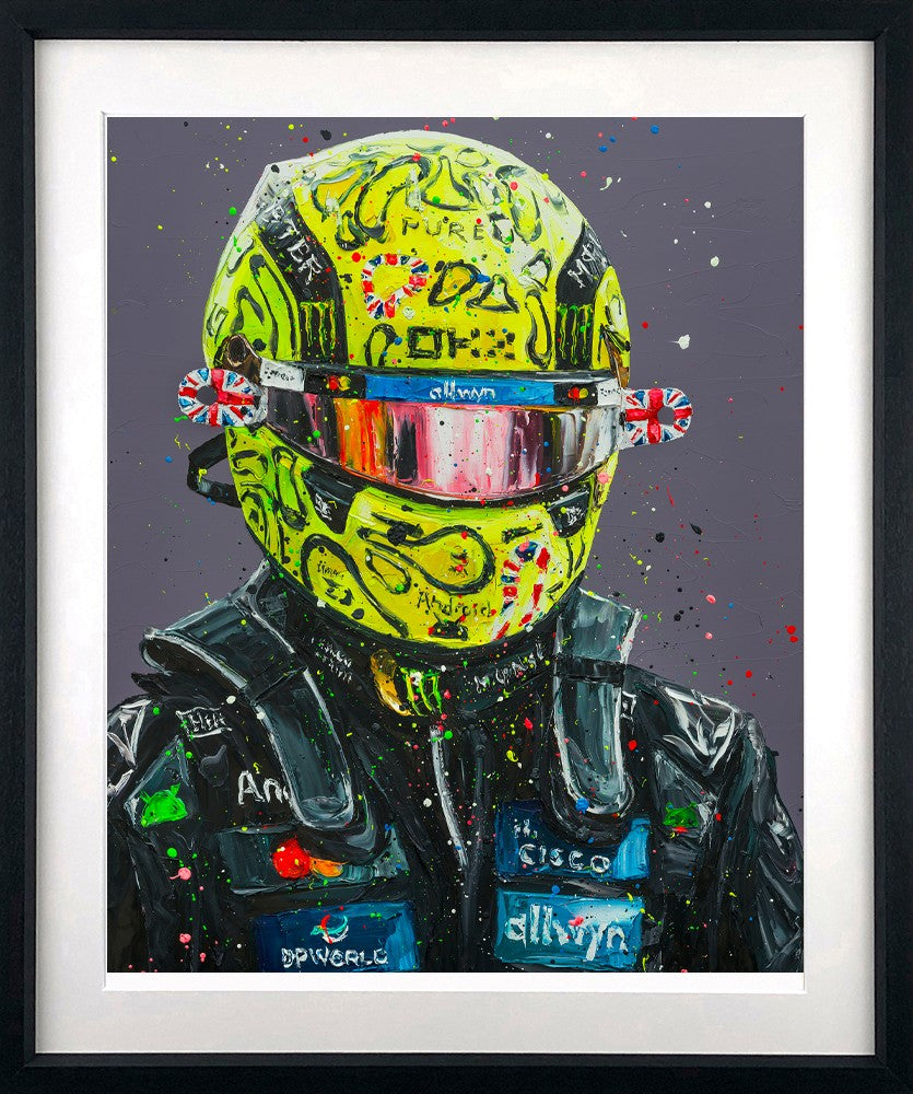 Lando Silverstone '25 Signed Framed Limited Edition Print on Paper by Artist Paul Oz