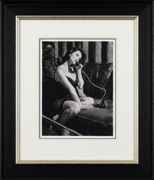 Late Night Call Signed Framed Limited Edition Print on Paper by Artist Fabian Perez