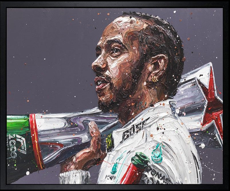 Lewis 1000 Framed Limited Edition Embellished Print on Canvas by Artist Paul Oz