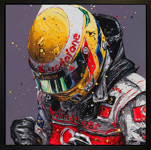 Lewis First Win 2007 Framed Limited Edition Embellished Boxed Canvas by Artist Paul Oz