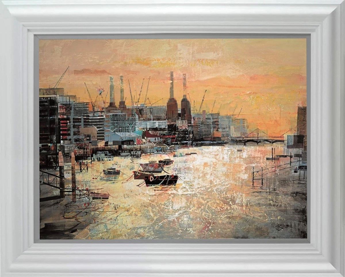 Low Tide Battersea Framed Print on Board by Artist Tom Butler