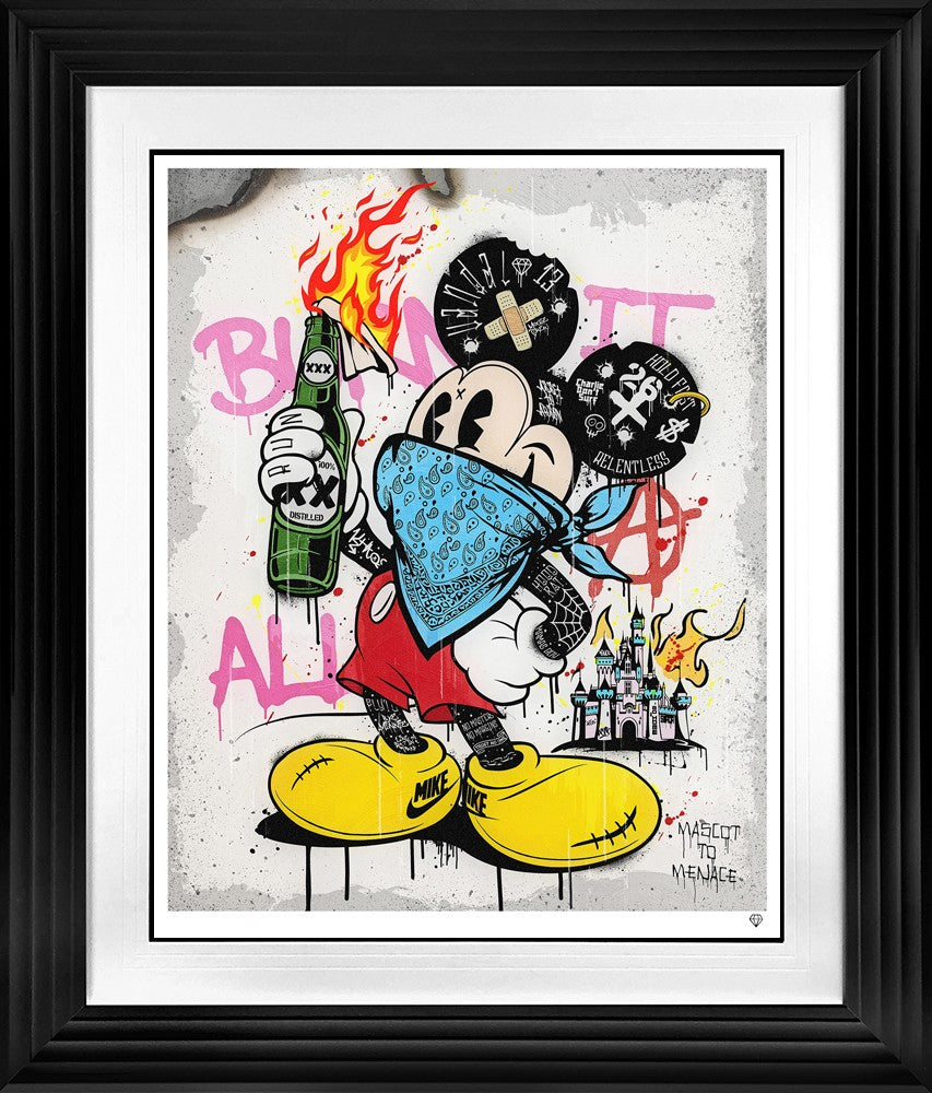 Mascot To Menace (Blue) Signed Framed Limited Edition Print on Paper by Artist JJ Adams