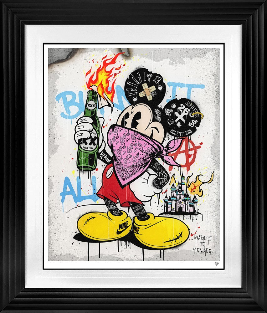Mascot To Menace (Pink) Signed Framed Limited Edition Print on Paper by Artist JJ Adams