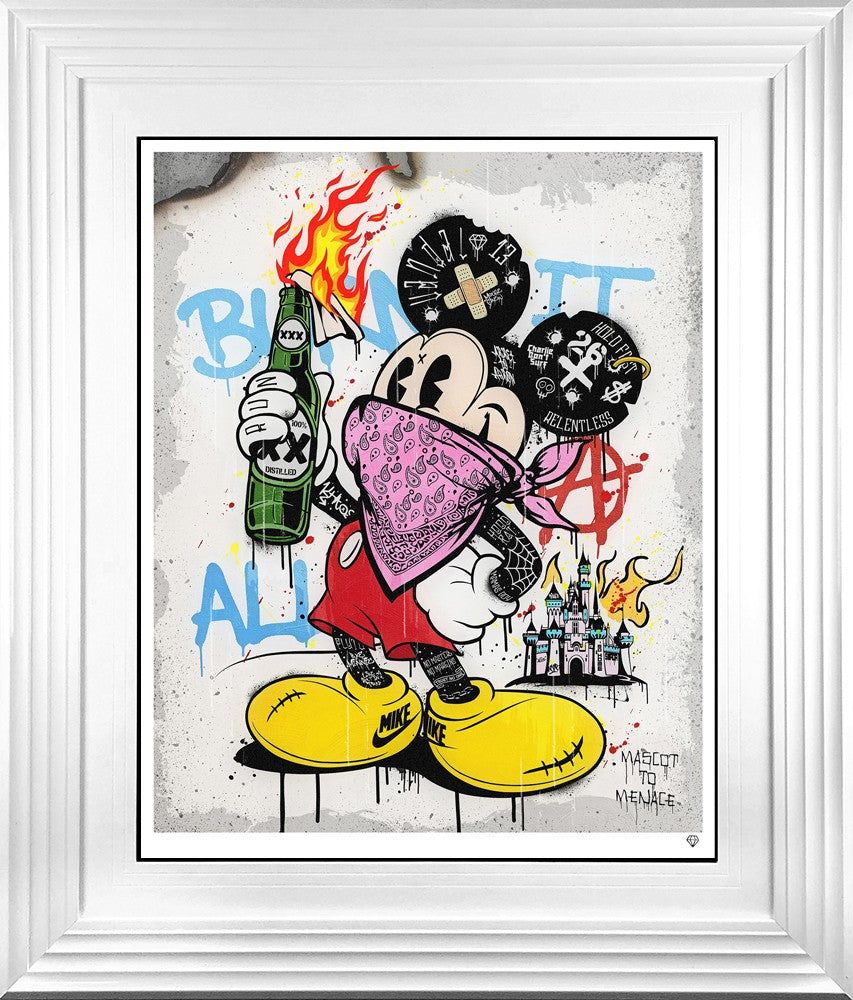 Mascot To Menace (Pink) Signed Framed Limited Edition Print on Paper by Artist JJ Adams