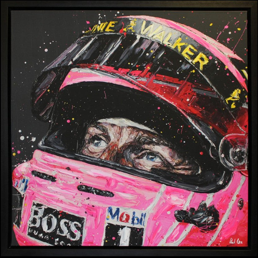 Pink For Papa Framed Limited Edition Embellished Print on Canvas by Artist Paul Oz