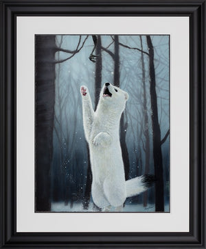Preying in The Snow Framed Signed Limited Edition Print on Paper by Artist Angus Gardner