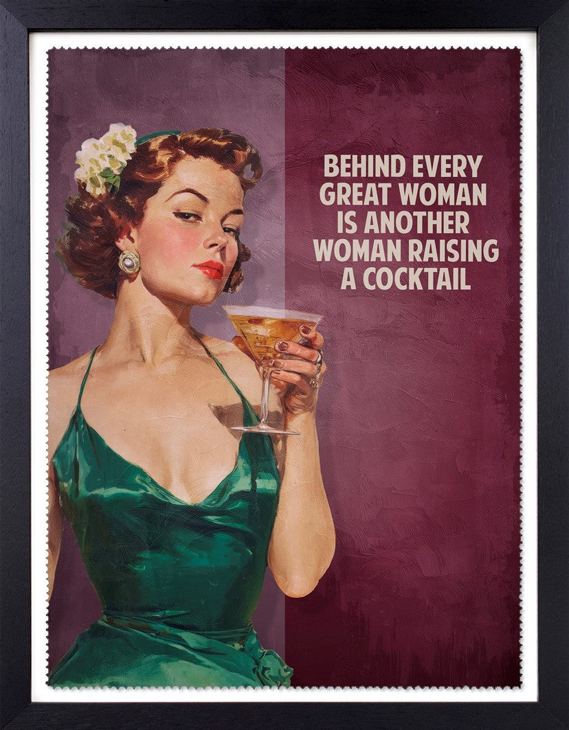 Raising A Cocktail Framed Signed Limited Edition Print on Paper by Artist Sam Wolfe