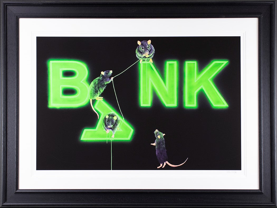 Rats Fixing The Bank Framed Print on Paper by Artist Dean Martin (The Mad Artist)