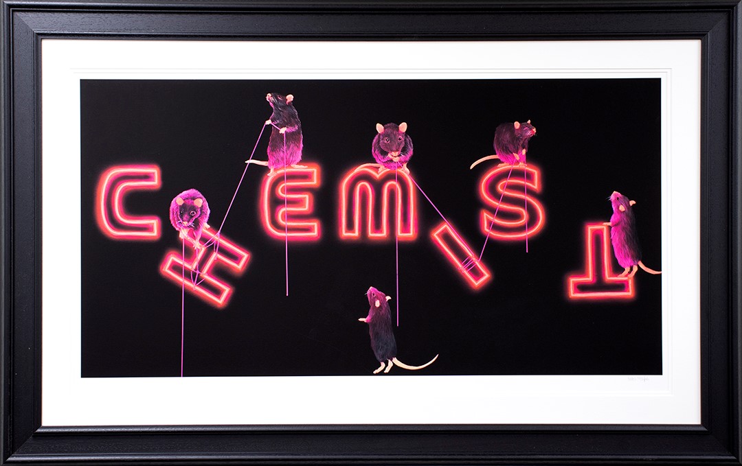 Rats Fixing The Chemist Framed Print on Paper by Artist Dean Martin (The Mad Artist)