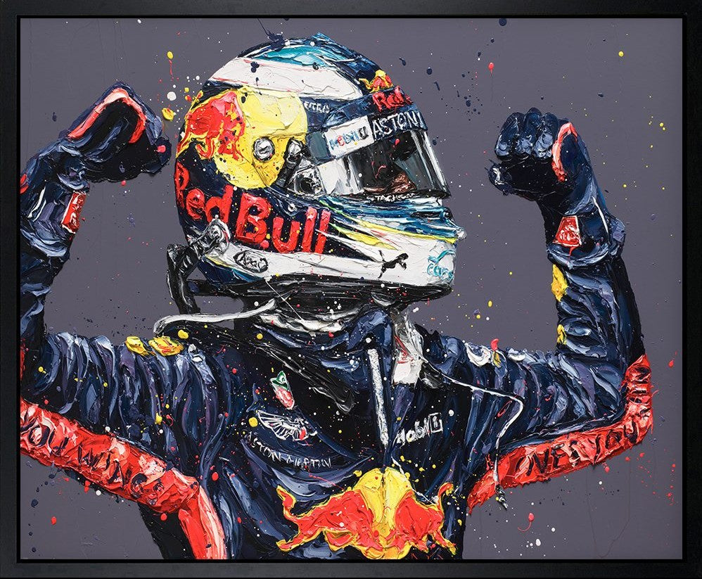 Ricciardo Retriution Monaco 18 Framed Limited Edition Embellished Print on Canvas by Artist Paul Oz