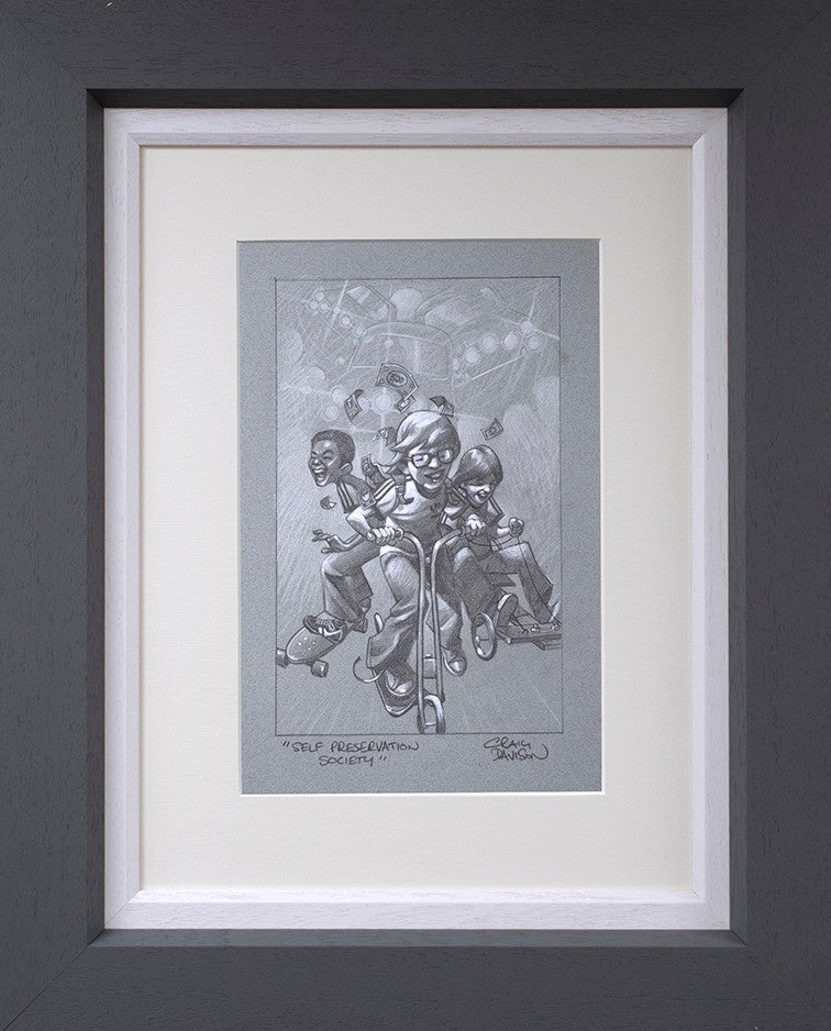 Self-Preservation Society Framed Signed Limited Edition Print on Paper by Artist Craig Davison