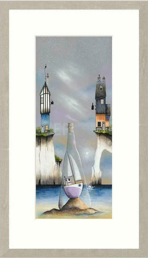 Ship In A Bottle Signed Framed Limited Edition Print on Paper by Artist Gary Walton