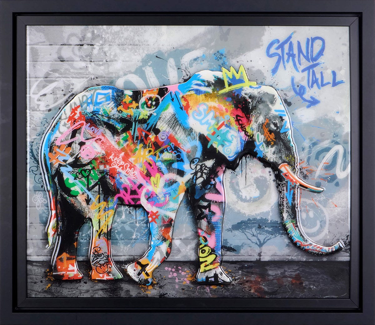 Stand Tall Framed Signed Limited Edition Mixed Media on Board by Artist Yuvi