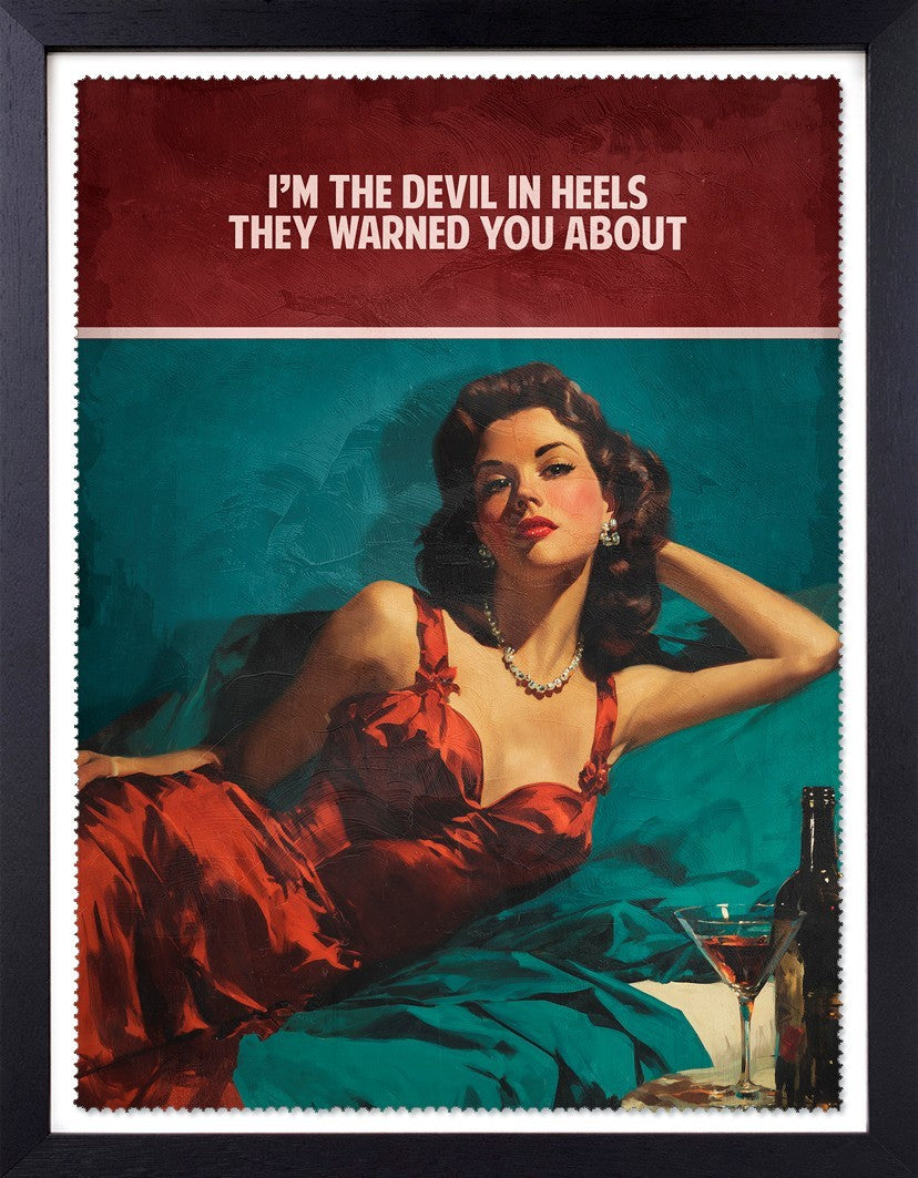 The Devil In Heels Framed Signed Limited Edition Print on Paper by Artist Sam Wolfe