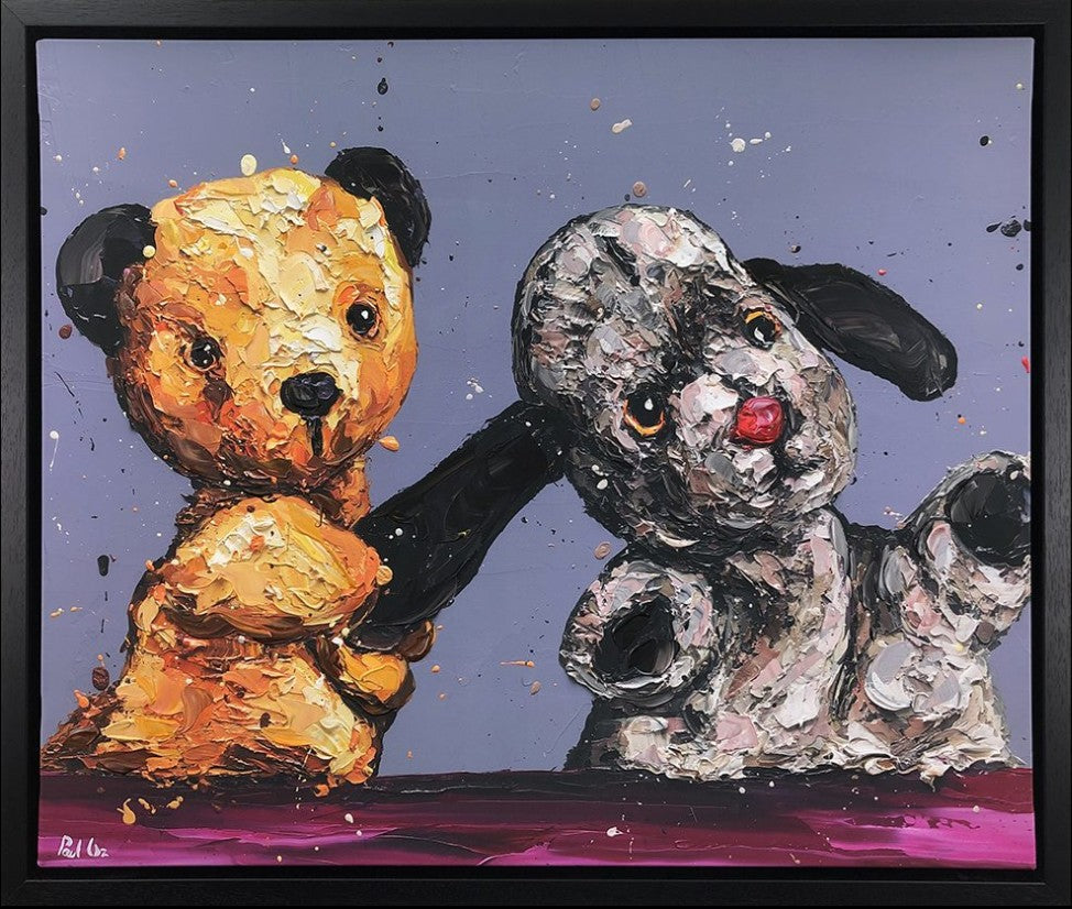 The Sooty Show Framed Signed Limited Edition Print on Canvas by Artist Paul Oz