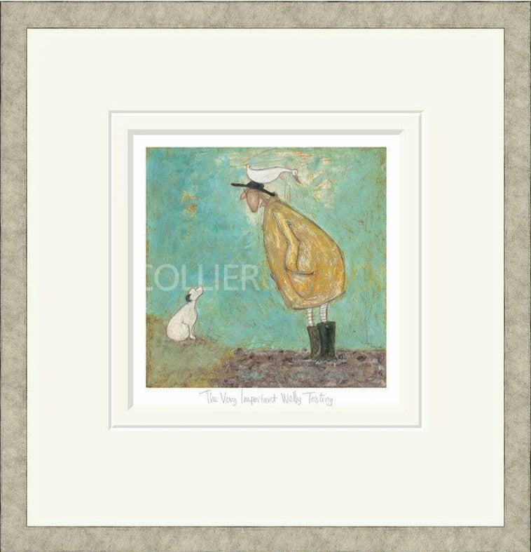 The Very Important Welly Testing Signed Framed Limited Edition Print on Paper by Artist Sam Toft