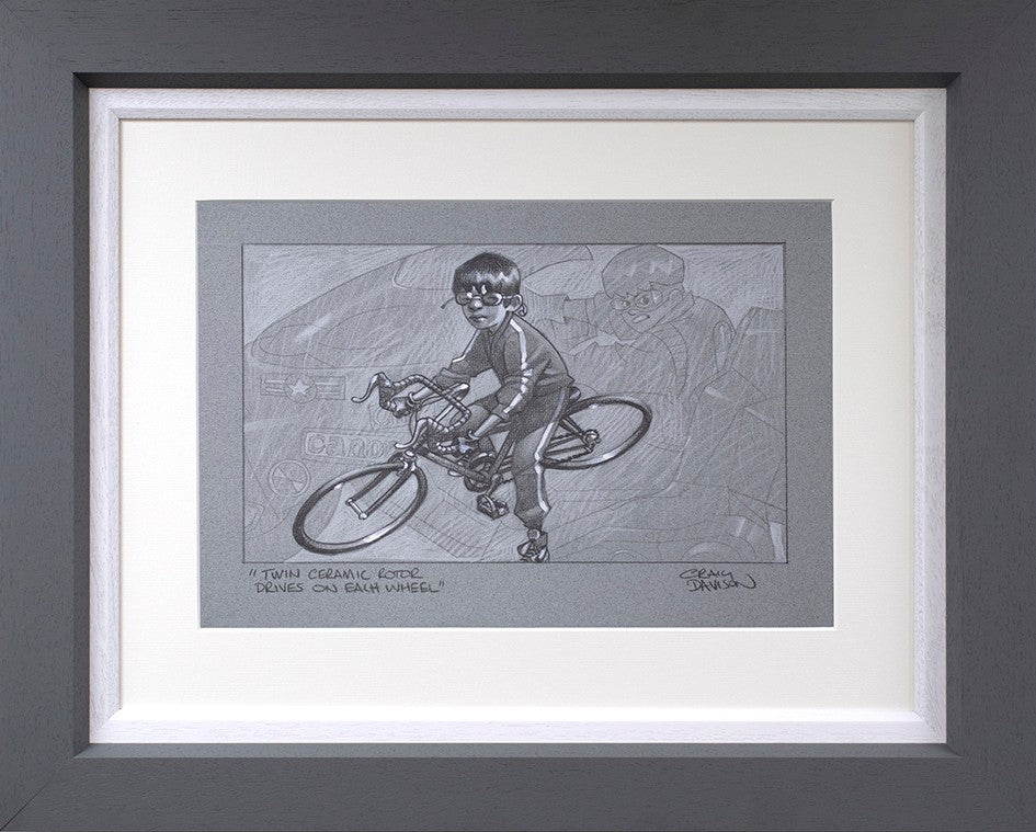 Twin Ceramic Rotor Drives On Each Wheel Framed Signed Limited Edition Print on Paper by Artist Craig Davison
