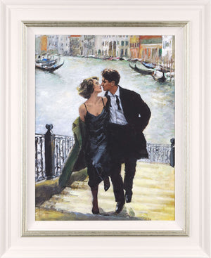 Venetian Romance Signed Framed Limited Edition Print on Board by Artist Fabian Perez