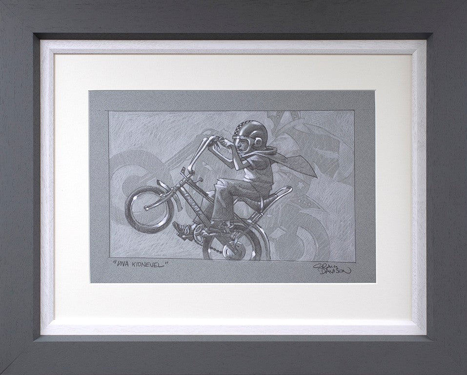 Viva Kidnievel Framed Signed Limited Edition Print on Paper by Artist Craig Davison