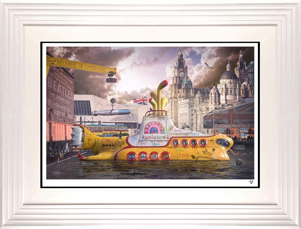 We All Live in A Yellow Submarine Framed Limited Edition Print on Paper by Artist JJ Adams