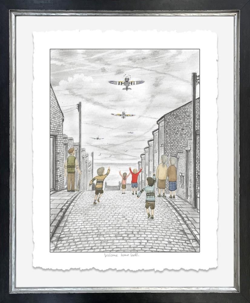 Welcome Home Lads Signed Framed Limited Edition Print on Paper by Artist Leigh Lambert