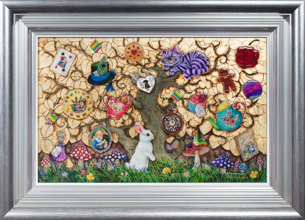 What Alice Found There Signed Framed Limited Edition Mixed Media Print on Board by Artist Kerry Darlington