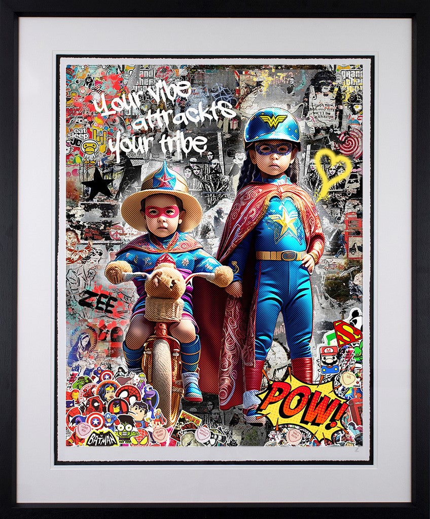 Your Vide Attracts Your Tribe Framed Print on Paper by Artist Zee